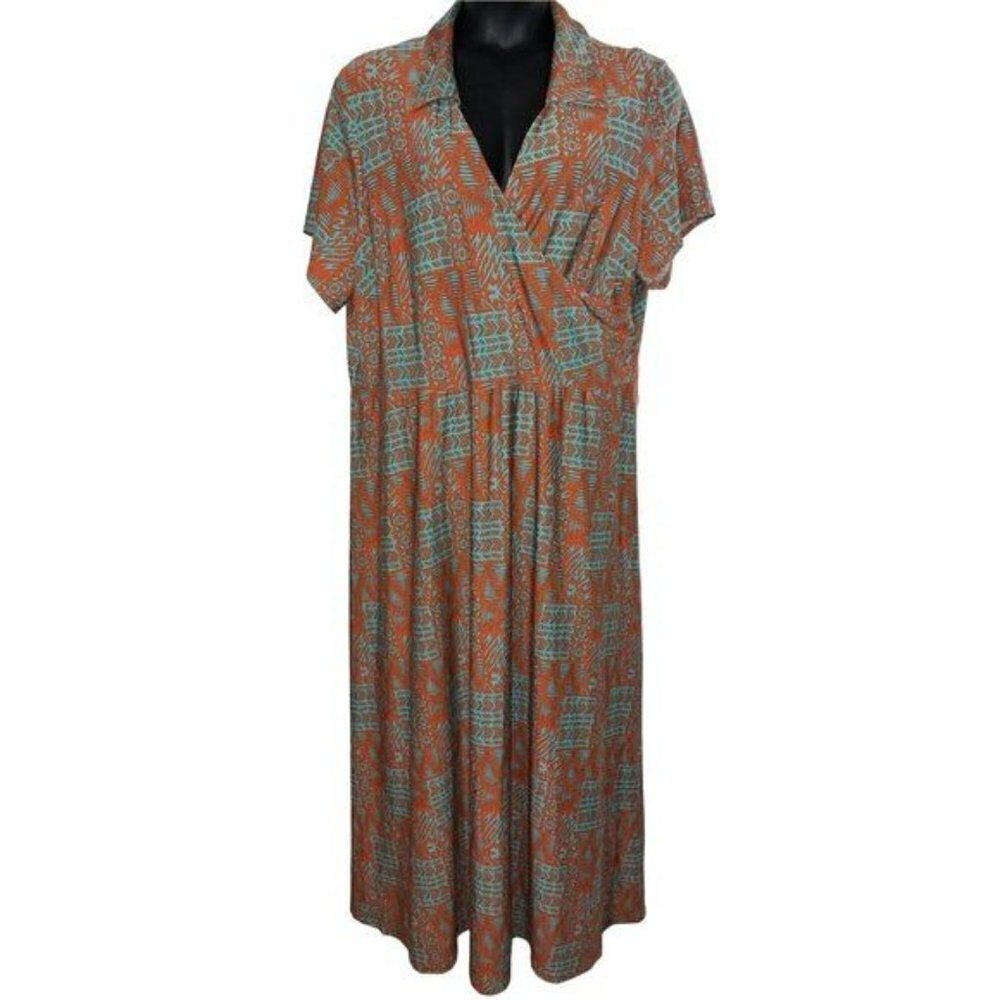 Madison Leigh Madison Leigh Plus Size Orange V-Neck Maxi Dress